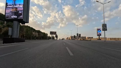 Driving Through Contemporary District Roads New Cairo Showing Buildings Traffic Stock Footage 329661877