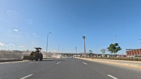 Driving Through Contemporary District Roads New Cairo Showing Buildings Traffic Stock Footage 329674501