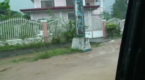 Driving Through Dangerous Flash Flood In Tropical Storm Video stock 9298383