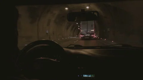 Driving through the dark tunnel Stock Footage 65188847