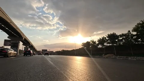 Driving Through Developed City Streets New Cairo Showing Buildings Traffic Vidéo 329732753