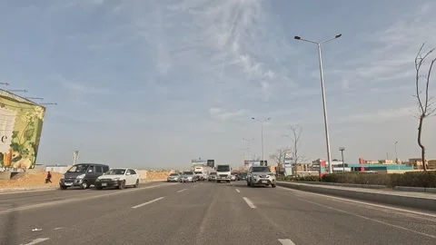 Driving Through Developed Residential Streets New Cairo Showing Buildings Stock Footage 329765490