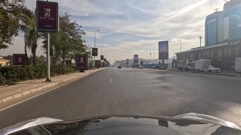 Driving Through Developed Streets New Cairo Showing Modern Buildings Traffic And Stock-Footage 329654647