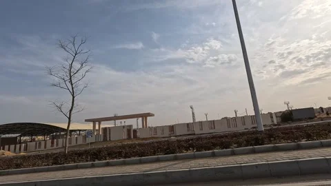 Driving Through Developed Urban District New Cairo Showing Buildings Traffic Stock Footage 329780871