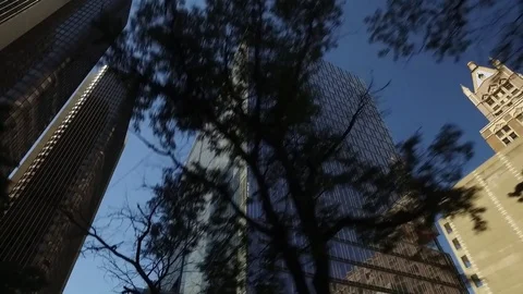 Driving through downtown Chicago, midtown, looking up at buildings. Stock Footage 70708093