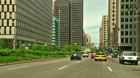 Driving through downtown Detroit Video stock 33654452
