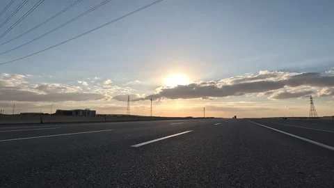 Driving Through Eastern Desert Highway Route Linking Cairo With Ain Sokhna Video stock 330033455
