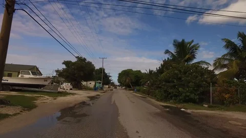 Driving Through Eight Mile Rock Community, Grand Bahama, Bahamas Stock Footage 99913686