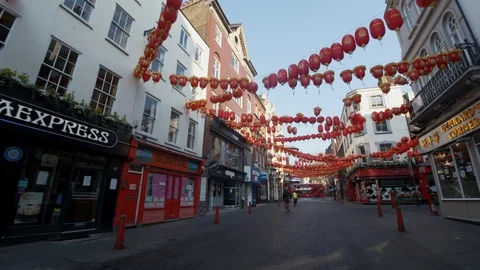 Driving through empty Chinatown during Covid - 19 Lockdown Stock Footage 127695362