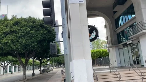 Driving through empty Downtown Los Angeles, CA during coronavirus lockdown Stock Footage 133827104