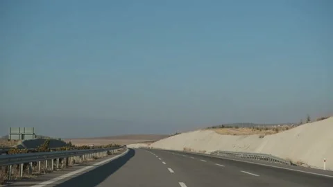 Driving through an empty highway in Nigde province in Turkey Stock Footage 146029716