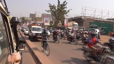 Driving through Entebbe - Uganda, East Africa Stockbeeldmateriaal 46661037