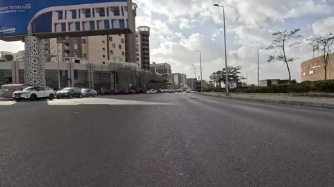 Driving Through Expanding City District Roads New Cairo Showing Buildings Stock Footage 329659849