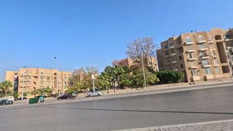 Driving Through Expanding City District Roads New Cairo Showing Buildings Stock Footage 329817799