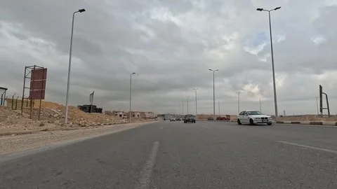 Driving Through Expanding District Streets New Cairo Showing Buildings Traffic Stock Footage 330109825