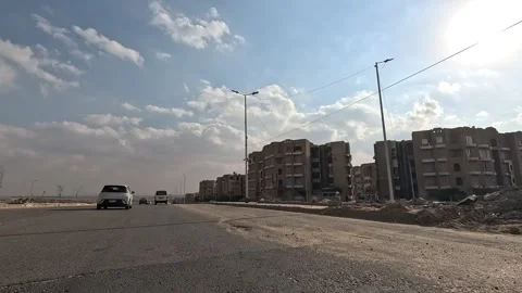 Driving Through Expanding Newly Planned Streets New Cairo Showing Buildings Stock Footage 329954036