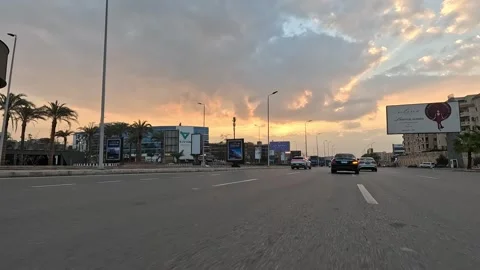 Driving Through Expansive Urban District Roads New Cairo Showing Buildings Stock Footage 329901378