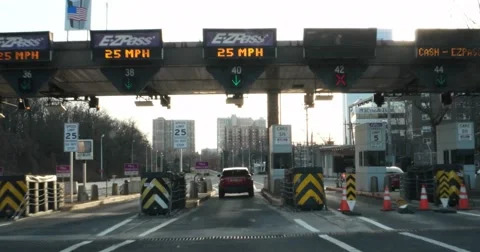 Driving Through EZ Pass Toll Booth in New York City 4K Stock Video Stock Footage 58480470