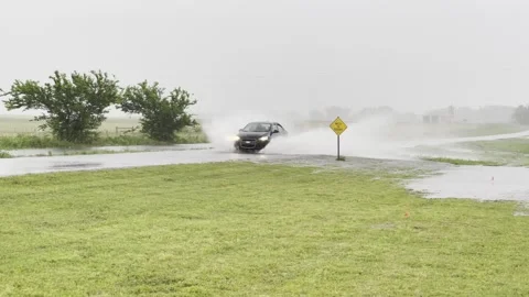 Driving Through Flooded Road Stock Footage 264664844