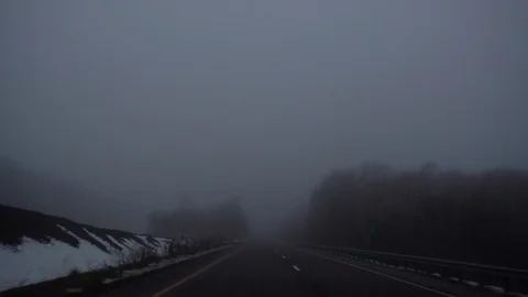 Driving through the Fog. Stock Footage 99134725