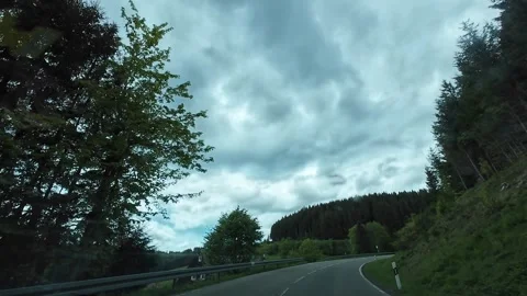 Driving Through Forest Roads Hyperlapse Nature Travel Video Stock Footage 335378450