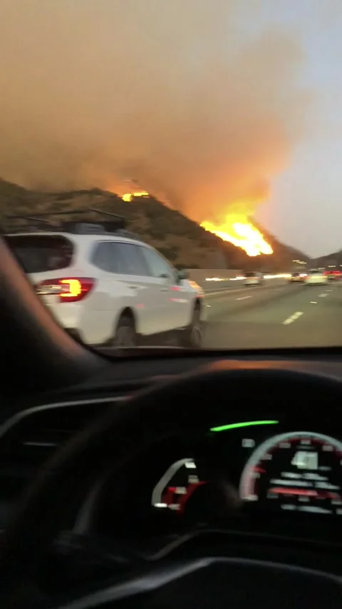 Driving Through the Getty Fire, Los Angeles, California, USA - 28 Oct 2019 Vídeo Stock 205202033