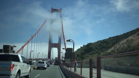 Driving through the Golden Gate Bridge in San Francisco, California. Stock Footage 89560804
