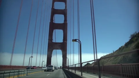 Driving through the Golden Gate Bridge in San Francisco, California. Vertical Stock Footage 89560813