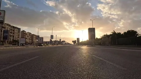 Driving Through Green Urban District New Cairo Showing Buildings Traffic Stock-Footage 329657633