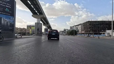 Driving Through Growing City District Roads New Cairo Showing Buildings Traffic Stock Footage 329656333
