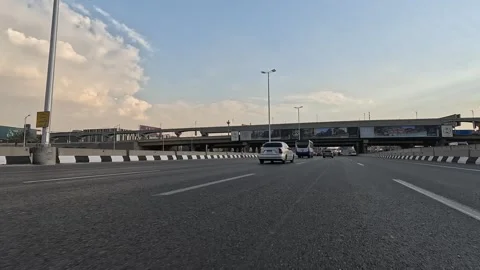 Driving Through Growing City District Roads New Cairo Showing Buildings Traffic Vídeo Stock 329945255