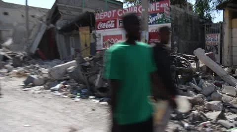 Driving Through Haiti Damage Stock Footage