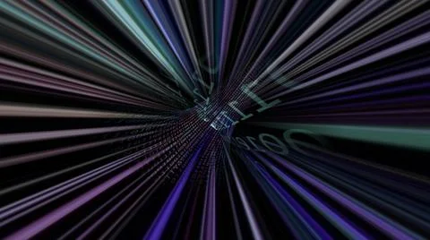 Driving through the hi tech data tunnel concept Illustrazione stock