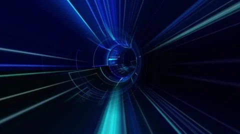 Driving through the hi tech tunnel concept Stock Illustration