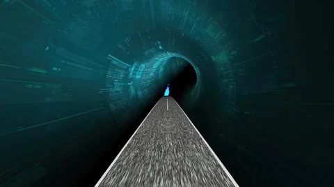 Driving through the hi tech tunnel 스톡 일러스트