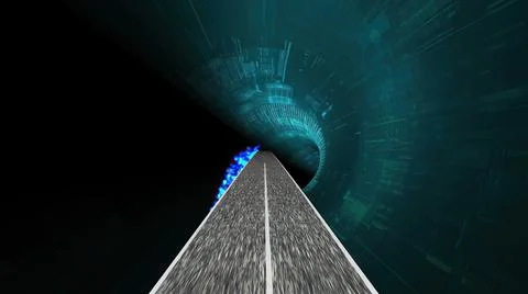Driving through the hi tech tunnel Stock Illustration