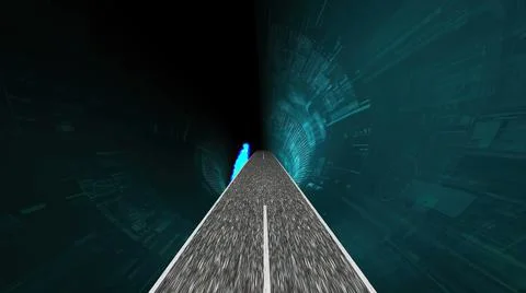 Driving through the hi tech tunnel Stock Illustration
