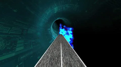 Driving through the hi tech tunnel 스톡 일러스트
