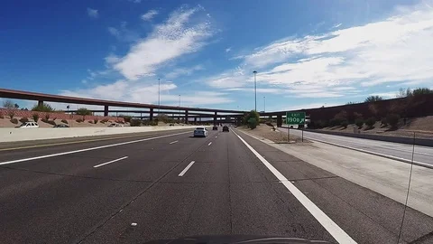 Driving Through Highway 60 Loop 202 Interchange- Mesa AZ Stock Footage