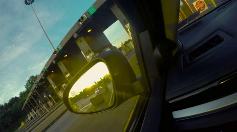 Driving Through Highway Toll Booth Stock Footage 53496014