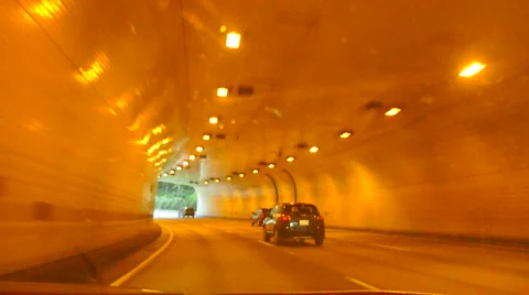 Driving Through Highway Tunnel Stock Footage 5464679