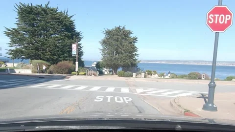 Driving through historic Cannery Row in Monterey, California Vídeos de archivo 336223125