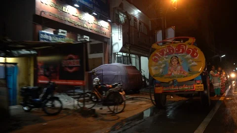 Driving through Indian streets at night Stock Footage 108465261