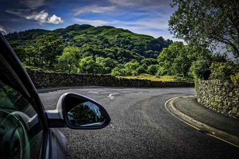 Driving through the Lake District Stock Photos