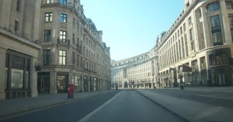 Driving through London Regent Street no people in Coronavirus Lockdown, Stock Footage