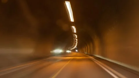 Driving through a long tunnel, timelapse Stock Footage 8658492