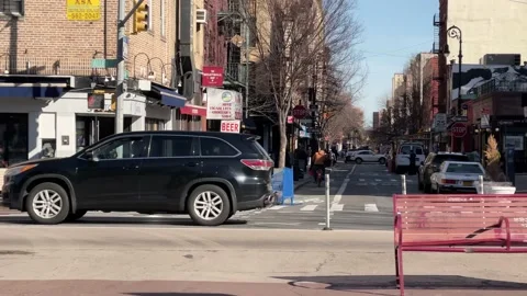 Driving through Lower East Side neighborhood LES Manhattan Downtown NYC 動画素材 150812180