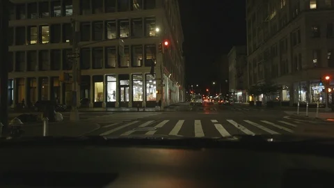Driving through Manhattan pan up Stock Footage 118164025