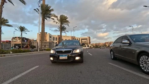 Driving Through Modern Planned Streets New Cairo Showing Buildings Traffic Stock Footage 329662731