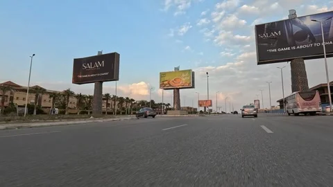 Driving Through Modern Planned Streets New Cairo Showing Urban Buildings Traffic Vidéo 329900793